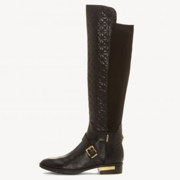 NWOT! Vince Camuto "Patira" Quilted Black Leather Riding Boots! - Picture 5 of 14
